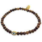 Dana Levy Mini Evil Eye Amulet Gemstone Bracelet - Gold Plate Tiger Eye