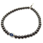 Dana Levy Mini Evil Eye Amulet Gemstone Bracelet - Silver Plate Haematite