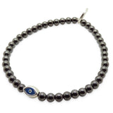Dana Levy Mini Evil Eye Amulet Gemstone Bracelet - Silver Plate Haematite