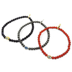 Dana Levy Mini Evil Eye Amulet Gemstone Bracelet - Trio Blue Sandstone Haematite Carnelian