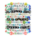 Dana Levy Mini Personalised Name Alphabet Cube Rainbow Glass Bead Bracelet - Group Mix Stack