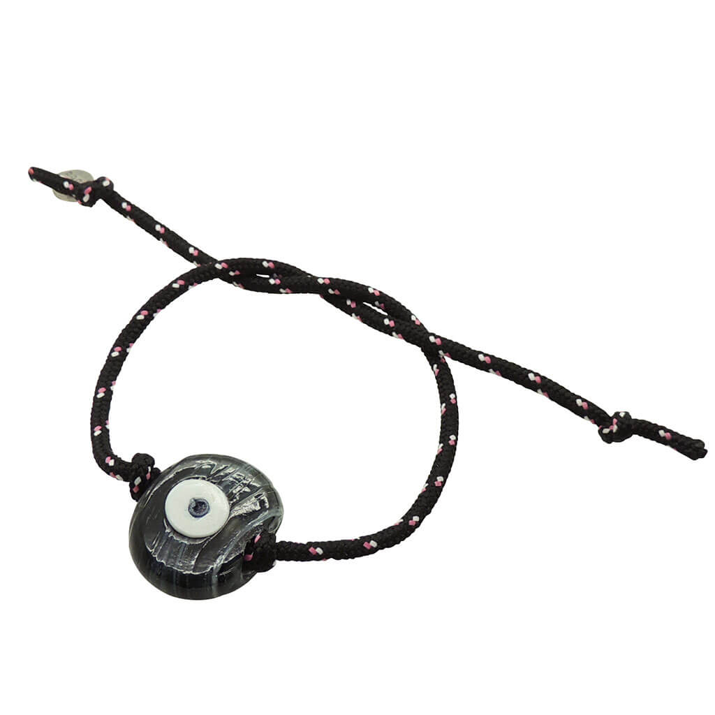 Dana Levy Multicolour Glass Evil Eye Amulet Nautical Cord Bracelet - Black Evil Eye Amulet Black Cord