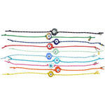 Dana Levy Men's Multicolour Glass Evil Eye Amulet Nautical Cord Bracelets - Group Rainbow Flatlay