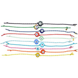 Dana Levy Men's Multicolour Glass Evil Eye Amulet Nautical Cord Bracelets - Group Rainbow Flatlay
