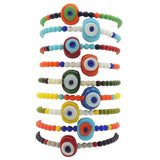 Dana Levy Multicolour Glass Evil Eye Nugget Glass Bead Mix Bracelet - Group Stack