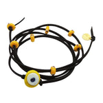Dana Levy Multicolour Glass Evil Eye Nugget Suedette Cord Wrap Bracelet - Yellow Evil Eye Black Cord