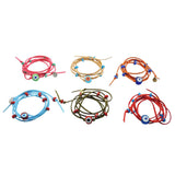 Dana Levy Multicolour Glass Evil Eye Nugget Suedette Cord Wrap Bracelet - Group Flatlay