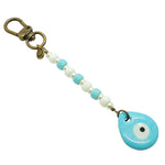 Dana Levy Glass Evil Eye Teardrop Amulet Mykonos Pearl Bag Charm - Antique Gold Key Fob