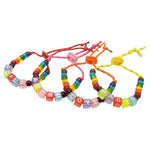 Dana Levy Maxi Personalised Rainbow Cube Candy Bead Cord Bracelets - Red, Pink, Orange, Yellow