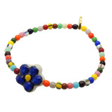 Dana Levy Porcelain Flower Charm Balagan Glass Bead Bracelet - Royal Blue Flower Gold Plate