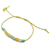 Dana Levy Retro Multicolour Personalised Name Braid Cord Bracelet - Dreamer / Lime Yellow Turquoise