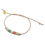 Dana Levy Retro Multicolour Personalised Name Braid Cord Bracelet - Virgo / Light Pink Turquoise Pink 