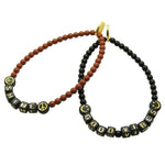 Dana Levy Mini Personalised Name Alphabet Cube Glass Bead Bracelet - Shine / Good Vibes - Gold Letters on Black Cubes / Brown Black Beads