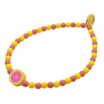 Dana Levy Sicilian Frutta Charm Two Tone Glass Bead Bracelet - Pompelmo Pink Grapefruit Charm Yellow Dark Rose