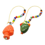 Dana Levy Palermo Prickly Pear and Pine Cone Charm Duo Balagan Glass Bead Hoop Earrings - Orange Gold Wire