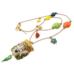 Dana Levy Sicilian Testa di Moro Charm Leather Cord Necklace - Male Head Orange Green Prickly Pear Crown