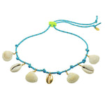 Dana Levy turquoise nautical cord necklace with shell charm decorations on a white background.