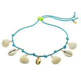 Dana Levy turquoise nautical cord necklace with shell charm decorations on a white background.