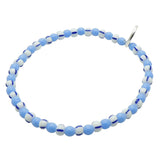 Dana Levy beaded bracelet with blue and white striped beads on a white background.