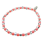 Dana Levy glass bead bracelet with pink, white, and black striped beads on a white background.