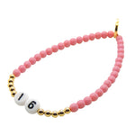Dana Levy Men's Milestone Number Glass Bead Bracelet - 16 Pink