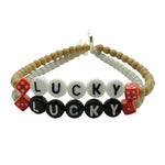 Dana Levy Get Lucky Alphabet Glass Bead Bracelets x 2 Red Dice