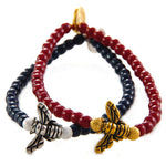 Dana Levy Fly Charm Glass Bead Bracelet - Navy Maroon