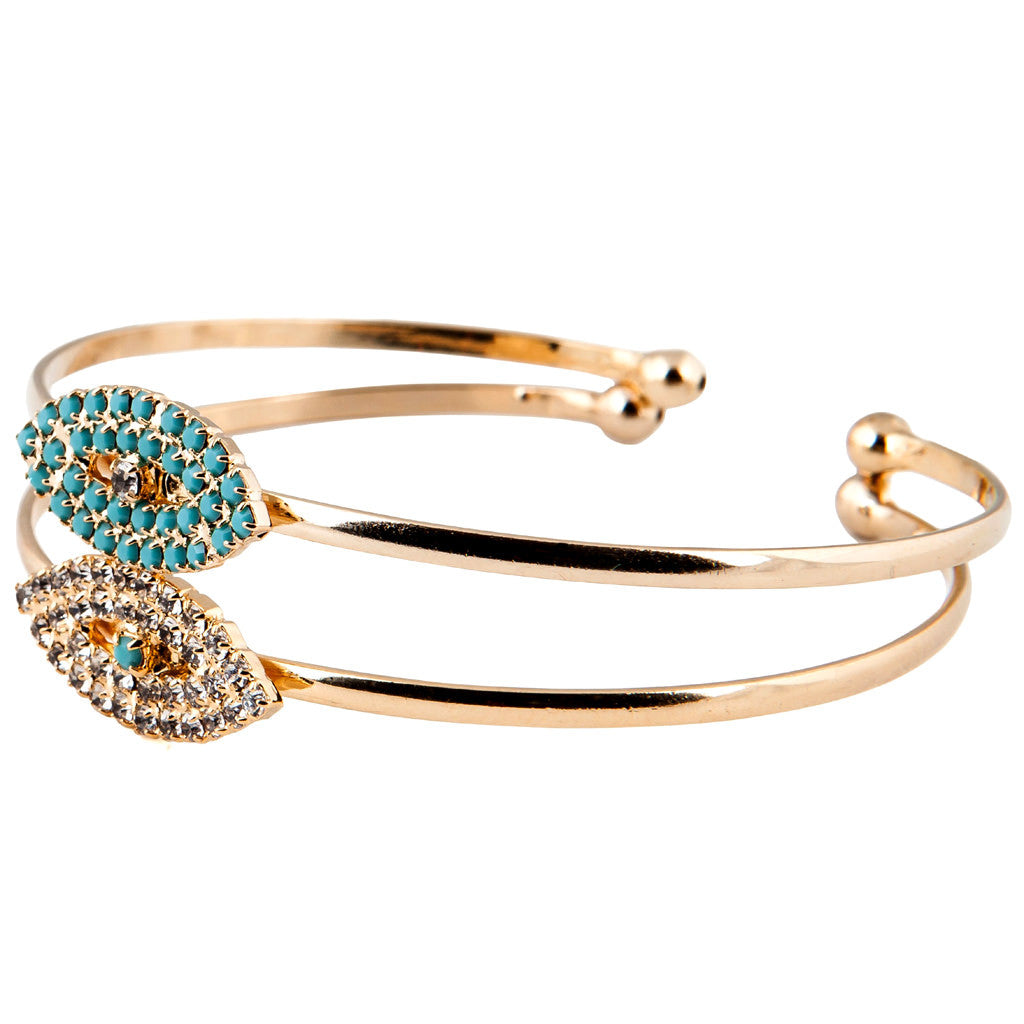 Dana Levy Diamante Evil Eye Charm Cuff Bracelets - Turquoise Clear Crystal
