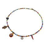 Dana Levy 5 Lucky Charms Balagan Glass Bead Necklace - Antique Gold Plate