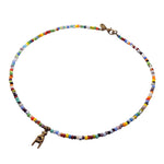 Dana Levy Mano Cornuto Hand Charm Balagan Glass Bead Necklace - Antique Gold
