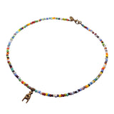 Dana Levy Mano Cornuto Hand Charm Balagan Glass Bead Necklace - Antique Gold