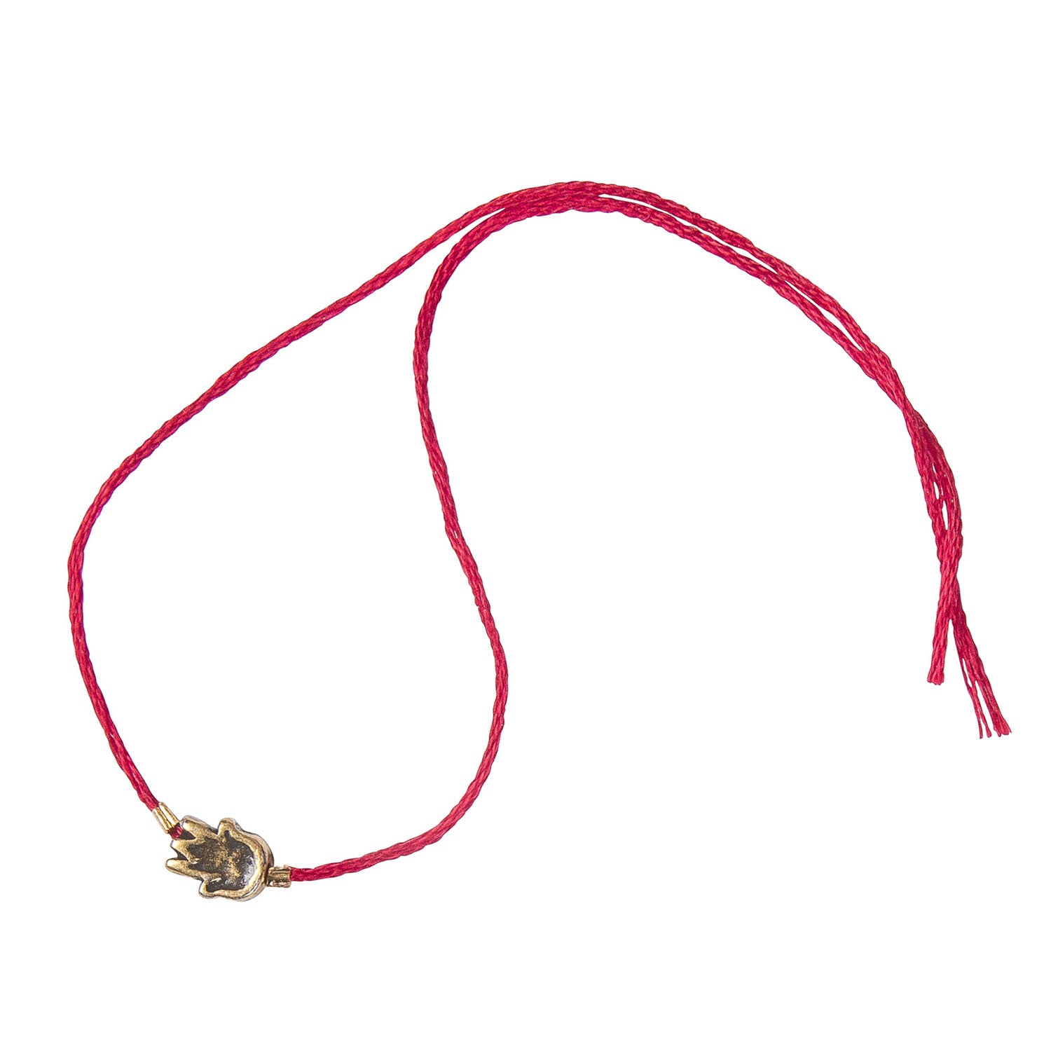 Dana Levy Men's Mini Hamsa Hand Red String Bracelet - Ant. Gold
