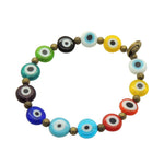 Dana Levy Rainbow Spectrum Glass Evil Eye Charm Bracelet - Antique Gold Plate