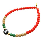 Dana Levy Initial Alphabet Letter Charm Glass Bead Bracelet - Black A Green Coffee Red