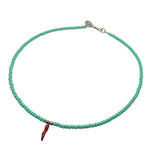 Dana Levy Cornicello Horn Charm Glass Rocaille Bead Necklace - Antique Silver / Aqua