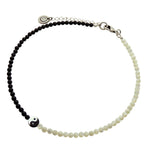 Dana Levy Yin Yang Charm Gemstone Beaded Choker - Antique Silver Plate