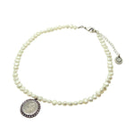 Dana Levy Roman Coin Pearl Choker - Antique Silver