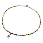 Dana Levy Mano Cornuto Hand Charm Balagan Glass Bead Necklace - Antique Silver
