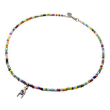 Dana Levy Mano Cornuto Hand Charm Balagan Glass Bead Necklace - Antique Silver