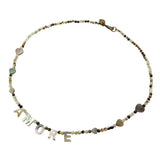 Dana Levy DIY Black Lip Shell Personalised Name Beaded Necklace - Amore with Heart Charms Trio 