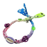 Dana Levy Beach Charms Bandana Braid Anklet - Blue/Lilac/Pink/Green – Purple Charms