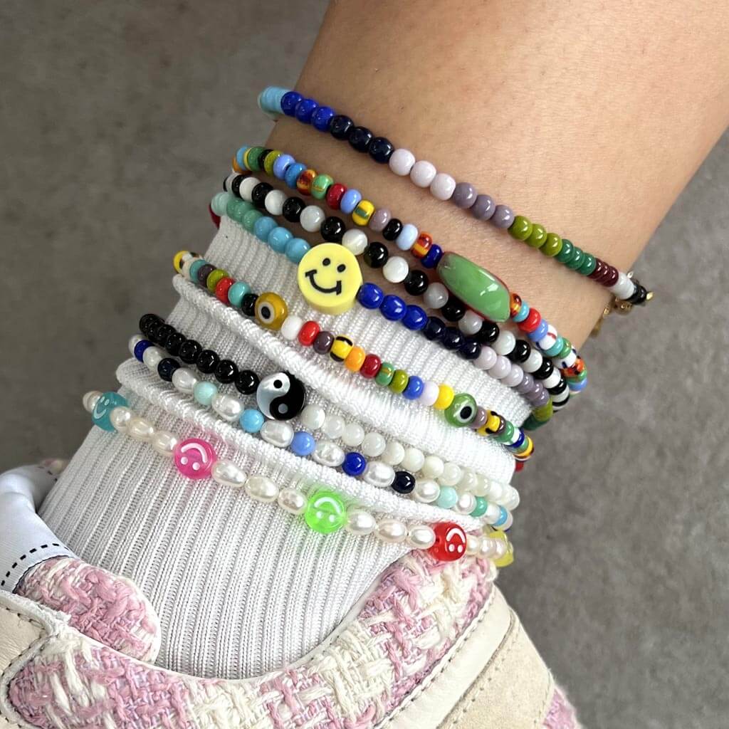 Dana Levy Yin Yang Charm Gemstone Duo Anklet - Anklet Stack ThreadsGen Studio