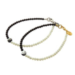 Dana Levy Yin Yang Charm Gemstone Duo Anklets - Antique Silver and Gold Plate