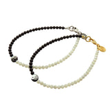 Dana Levy Yin Yang Charm Gemstone Duo Anklets - Antique Silver and Gold Plate