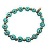 Dana Levy Mini Glass Evil Eye Charm Bracelet - Teal B Antique Gold