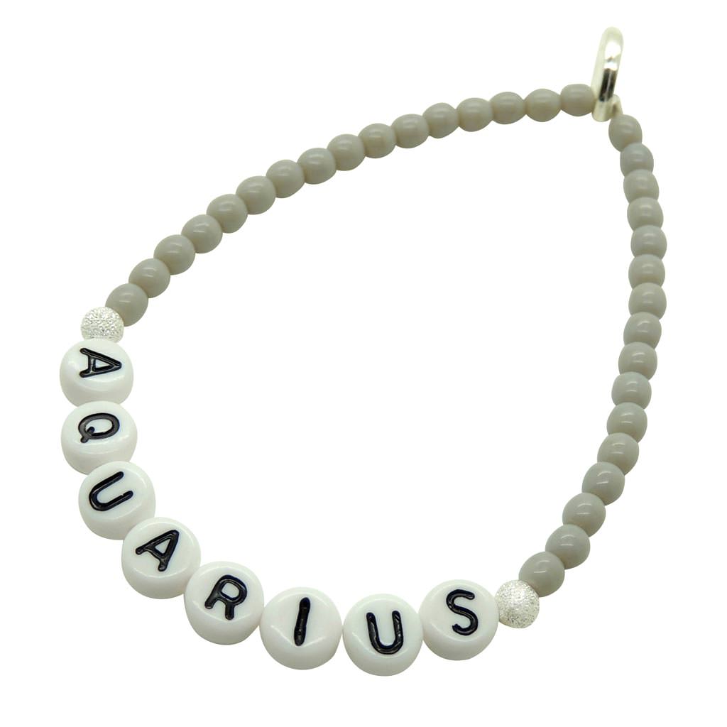 Dana Levy Men's Zodiac Sign Alphabet Glass Bead Bracelet - Aquarius Grey