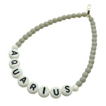 Dana Levy Men's Zodiac Sign Alphabet Glass Bead Bracelet - Aquarius Grey