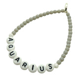 Dana Levy Men's Zodiac Sign Alphabet Glass Bead Bracelet - Aquarius Grey