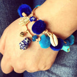 Dana Levy Azure Pompom Lucky Charms Leather Cord Bracelet - on Wrist