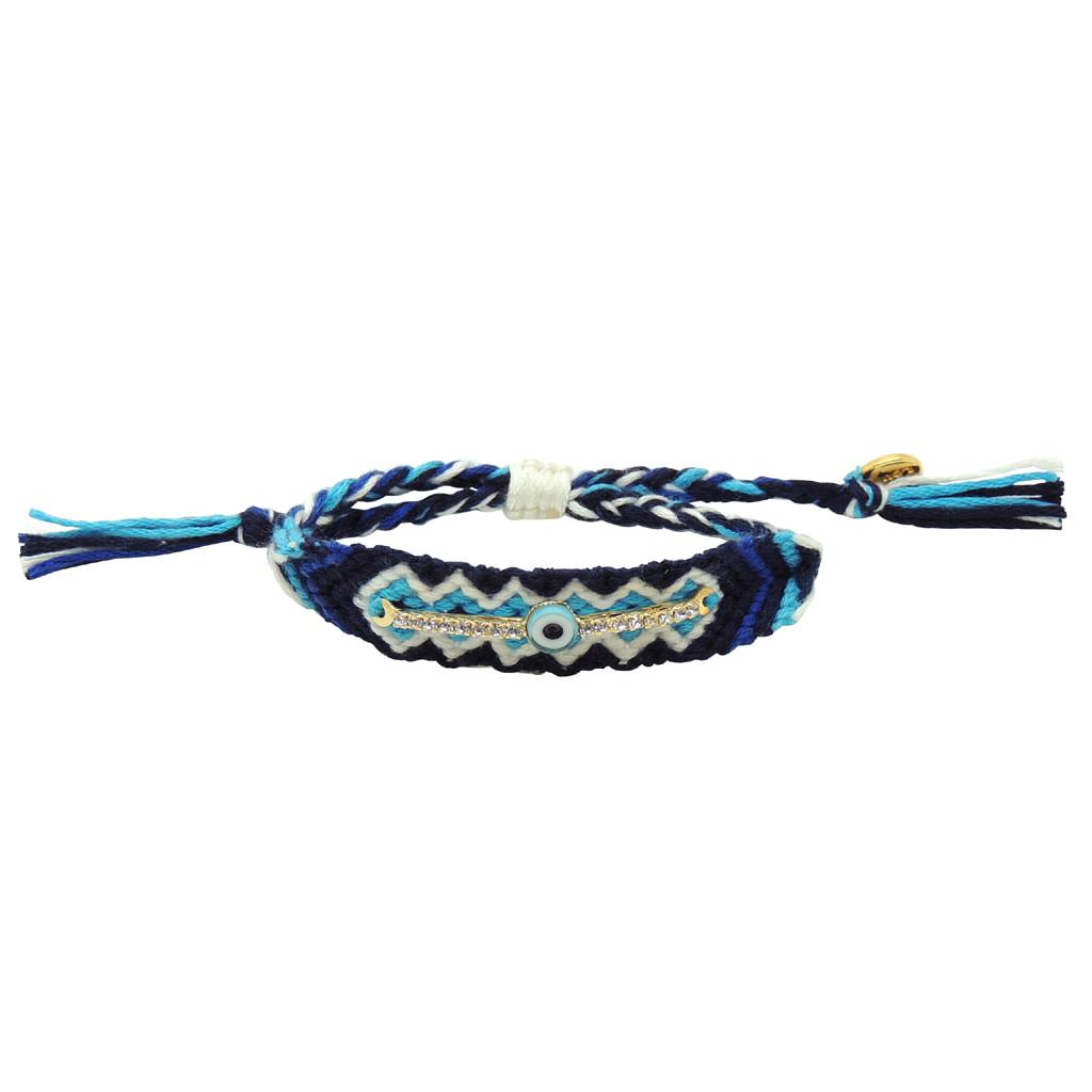 Dana Levy Diamante Band Charm Midi Friendship Bracelet - Blues/White Mix